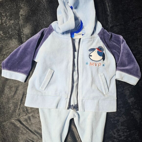 Bon Bébé Footed Fleece Zip-Up Onesie (3–6M) Puppy Embroidery - Picture 1 of 2